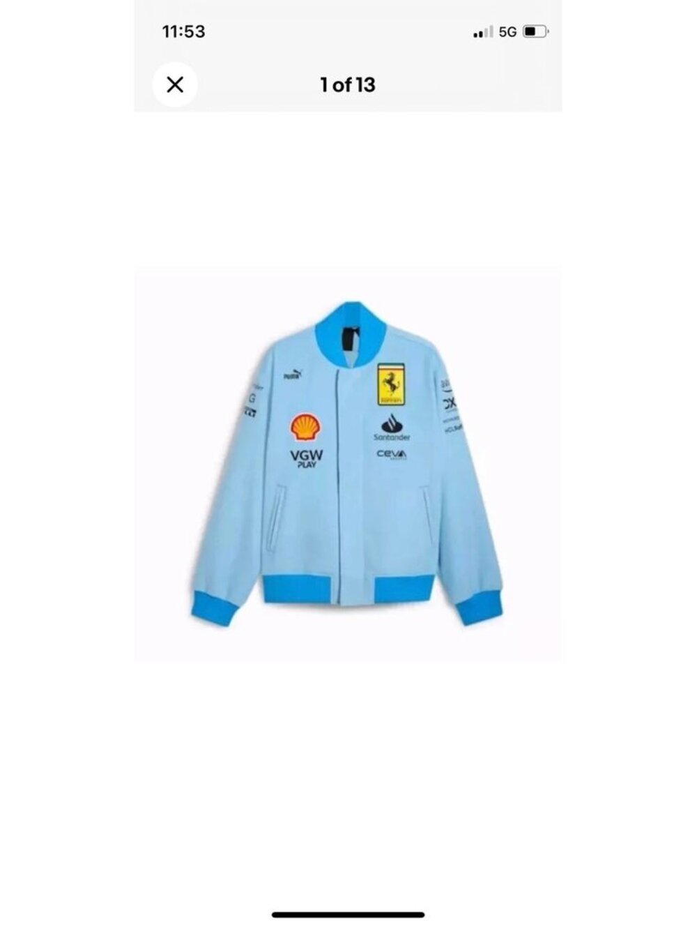 Puma Scuderia Ferrari Team Miami F1 Varsity Bomber Jacket Size XXL authentic